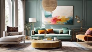 Een prachtig beschilderde accentmuur in een gezellige woonkamer.