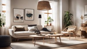 Een comfortabele woonkamer met stijlvolle IKEA-stoelen en een warme, uitnodigende sfeer.