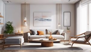 Een comfortabele woonkamer met infraroodpanelen voor een warme sfeer.