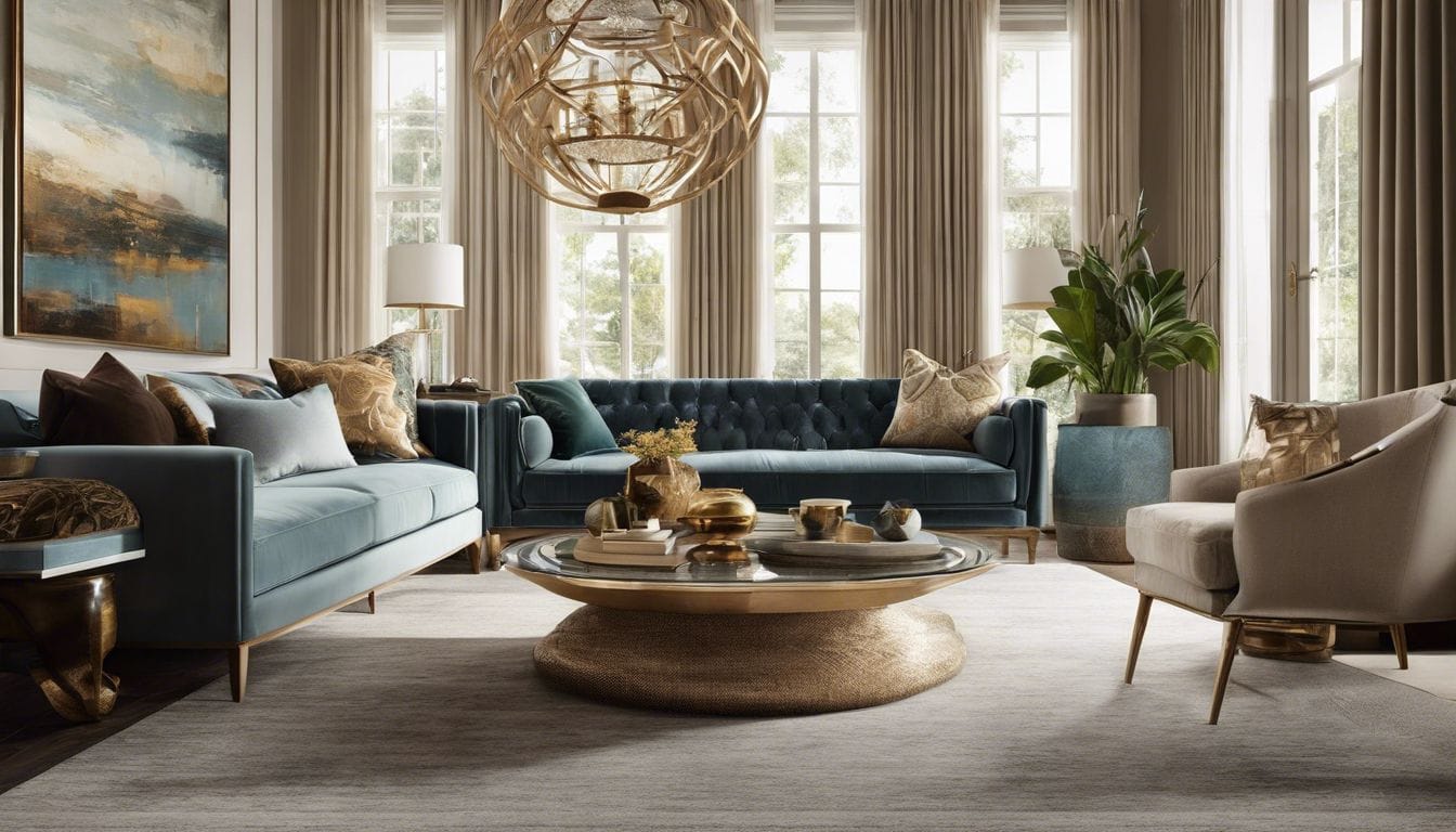 Een prachtig ingerichte woonkamer met een luxe uitstraling.