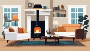 Een comfortabele woonkamer met een warme en uitnodigende sfeer.