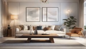 Een comfortabele woonkamer met modern en stijlvol meubilair.