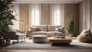 Een comfortabele en stijlvolle bank in een gezellige woonkamer met elegante decoratie.